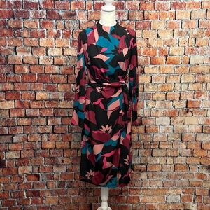 Donna Morgan Abstract Print Long Sleeve Midi Dress – Size 2